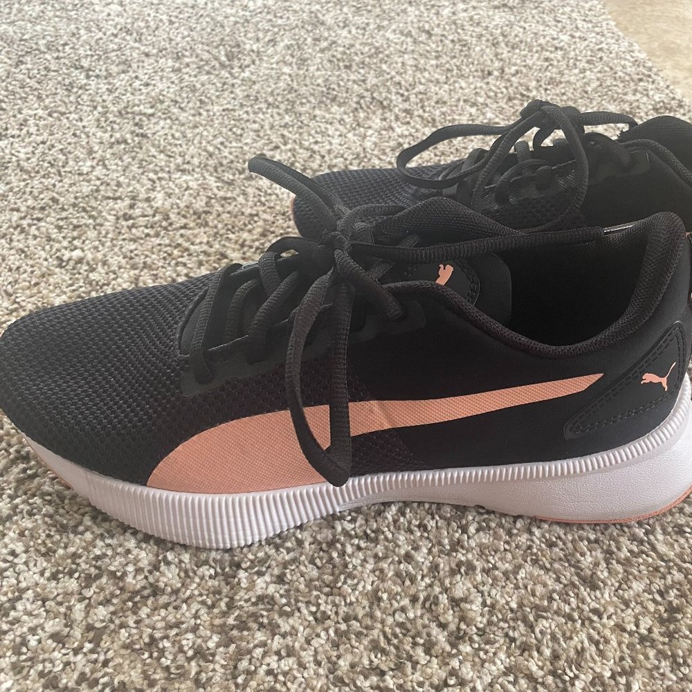 Lightly Worn Puma Black and Pink Sneakers